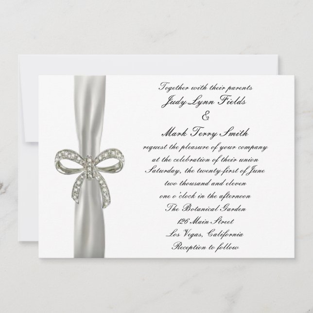 Diamond Bow Wedding Invitation (Front)