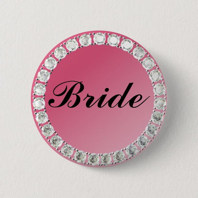 Diamond Bride 2 Inch Round Button (Front)