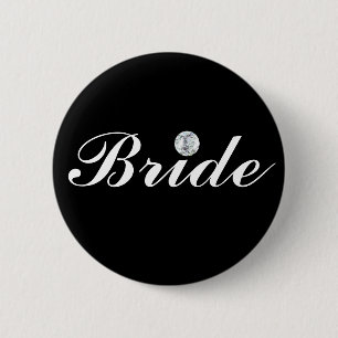 Diamond bride-black 2 inch round button