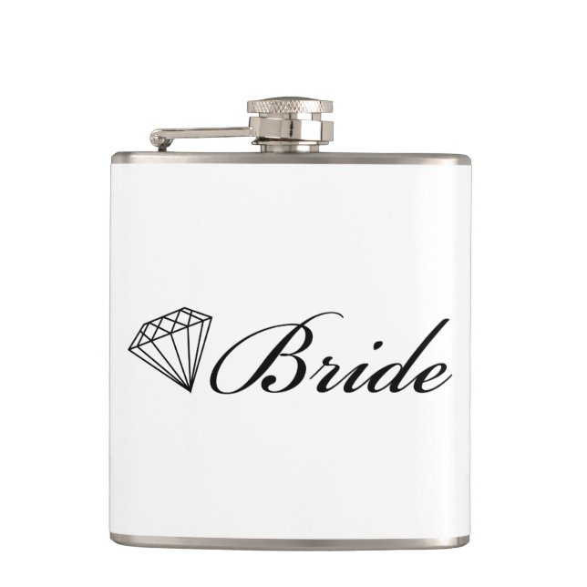 Diamond Bride Black Hip Flask (Front)