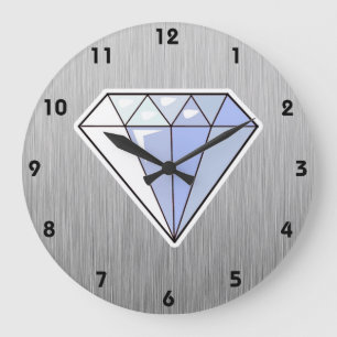 Diamond; Brushed metal-look Large Clock