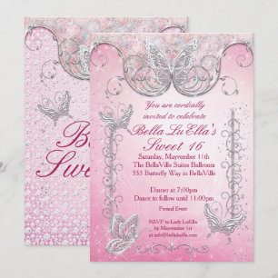 Diamond Butterfly Party Invitations