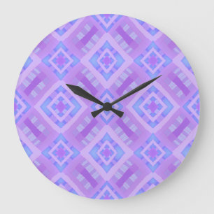 Diamond Check Patchwork - Lilac Blue 1 Large Clock