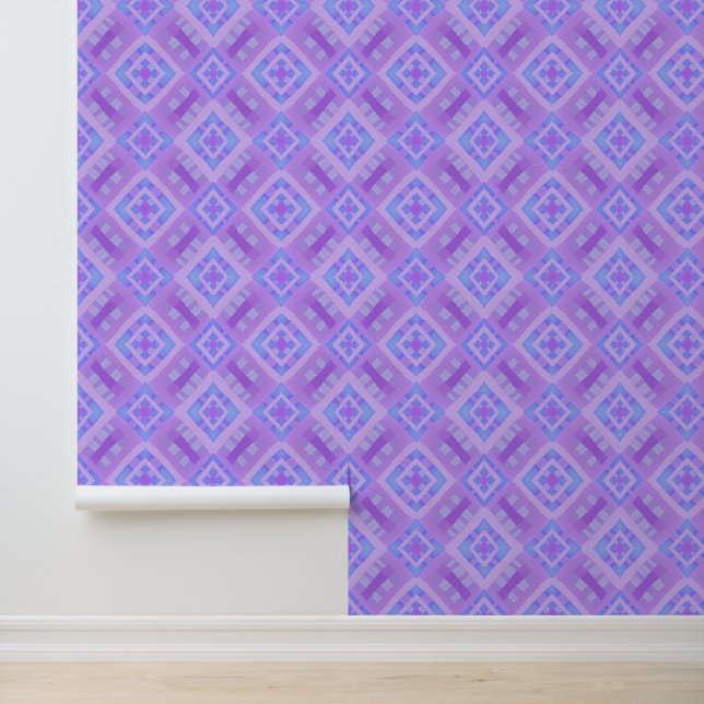 Diamond Check Patchwork - Lilac Blue 1 Wallpaper (Application)