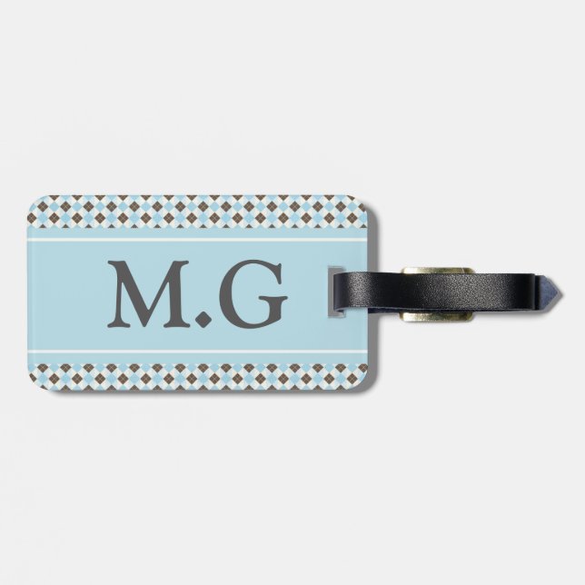 Diamond Checked Luggage Tag (Back Horizontal)