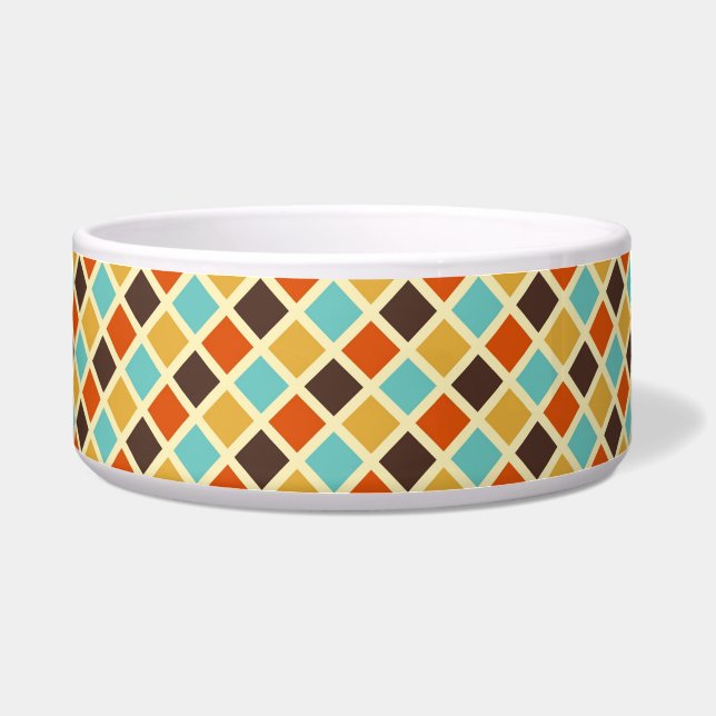 Diamond Chequered Blue Yellow Red Retro Colours (Front)
