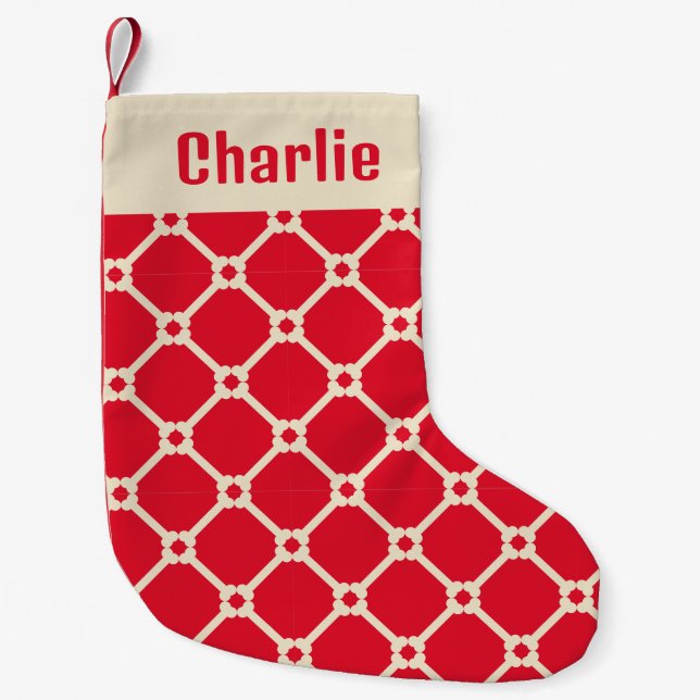 Diamond Chequered with Bone Motif for Dog Custom  Small Christmas Stocking (Front)