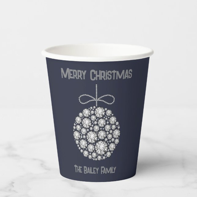 Diamond Christmas Ornament Paper Cups (Front)