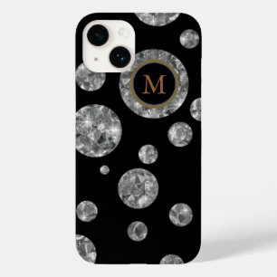 Diamond circles on black, personalized Case-Mate iPhone 14 case