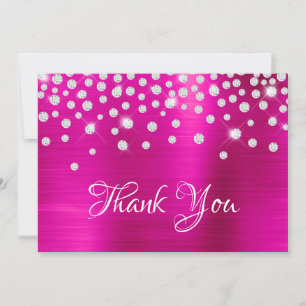 Diamond Confetti Hot Pink Satin Gradient Foil Thank You Card