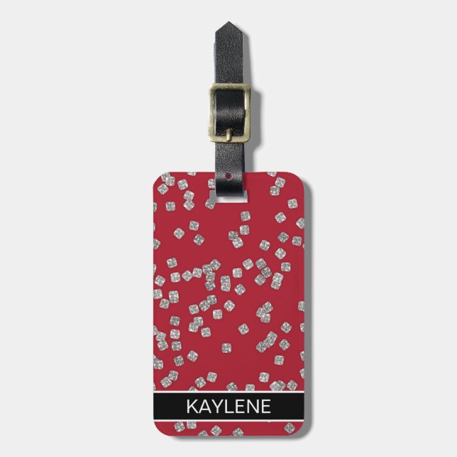 Diamond Confetti Personalized Luggage Tag (Front Vertical)