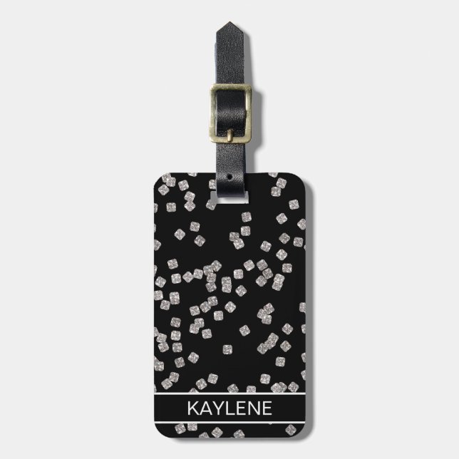 Diamond Confetti Personalized Luggage Tag (Front Vertical)