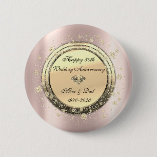 Diamond Confetti Rose Gold50thWedding Anniversary 2 Inch Round Button