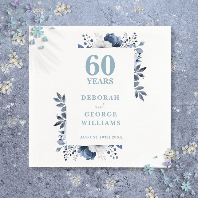Diamond Country Floral 60th Wedding Anniversary  Napkin (Diamond Country Floral 60th Wedding Anniversary Napkins)