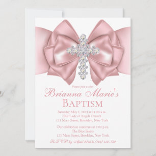 Diamond Cross Baptism   Christening Invitation