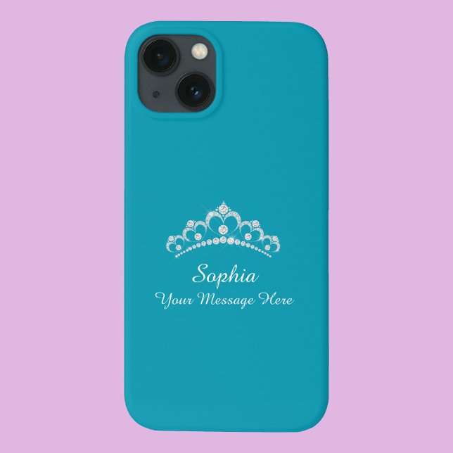 Diamond Crown, Name, Your Message, Teal Case-Mate iPhone Case (Creator Uploaded)