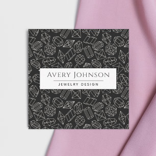 Diamond Crystal Gemstone Pattern Jewellery Design Square Business Card