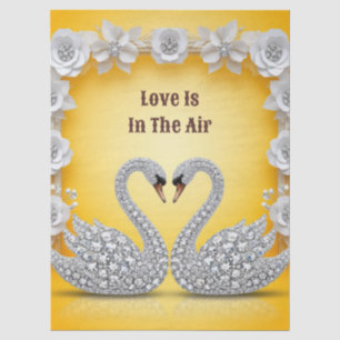 Diamond Crystal Swans Romantic Warm Scene Tissue Paper