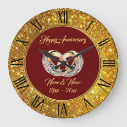 Diamond Customize  Wedding Rings Gold Anniversary Large Clock