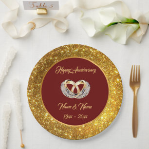 Diamond Customize  Wedding Rings Gold Anniversary Paper Plate