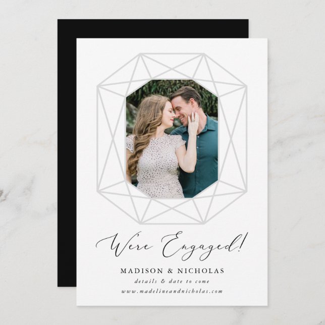 Diamond Cut Photo Engagement Announcement (Front/Back)