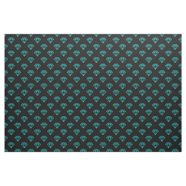 Diamond - Cyan on Black Fabric (Yard)