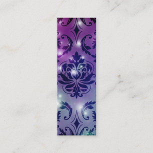 Diamond Damask, FAIRY LIGHTS in Plum & Blue Mini Business Card