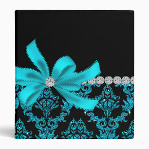 Diamond Damask (Teal Glitter) Binder