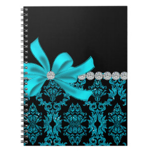 Diamond Damask (Teal Glitter) Notebook