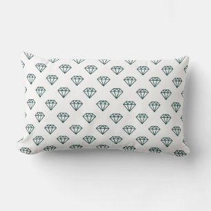 Diamond - Dark Moss Green on White Lumbar Pillow