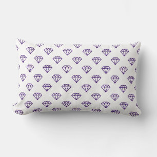 Diamond - Deep Purple on White Lumbar Pillow
