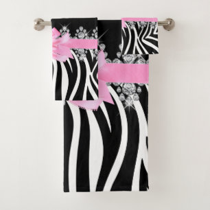 Diamond Delilah Zebra (Pink) Bath Towel Set