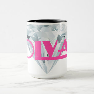 Diamond Diva Pink Gem Girly Text Typography  Mug