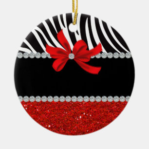 Diamond Diva (red glitter) Ceramic Ornament