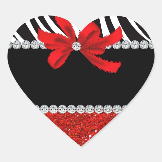 Diamond Diva (red glitter) Heart Sticker (Front)