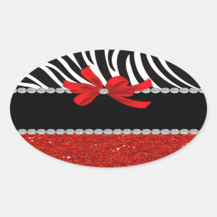 Diamond Diva (red glitter) Oval Sticker