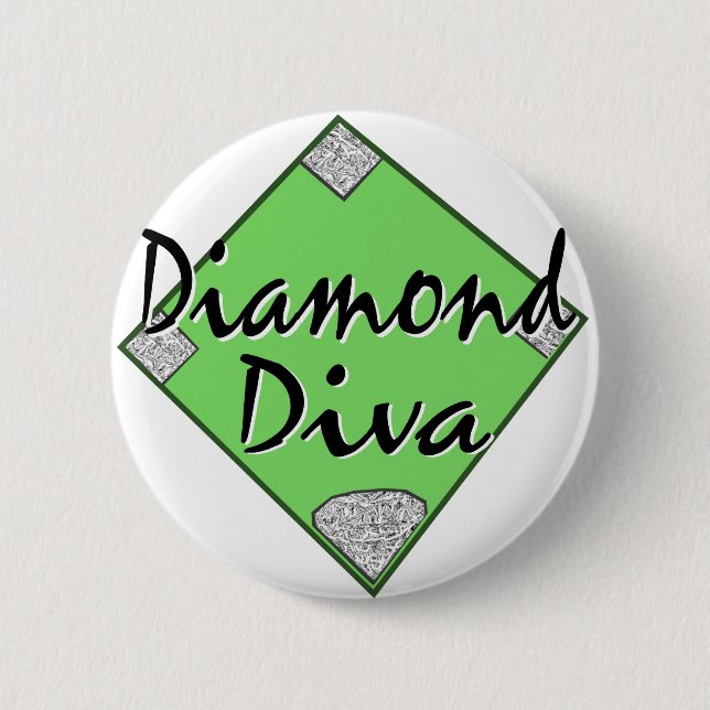 Diamond Diva Softball 2 Inch Round Button (Front)