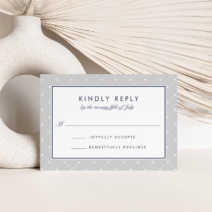 Diamond Dot RSVP Card   Grey and Navy