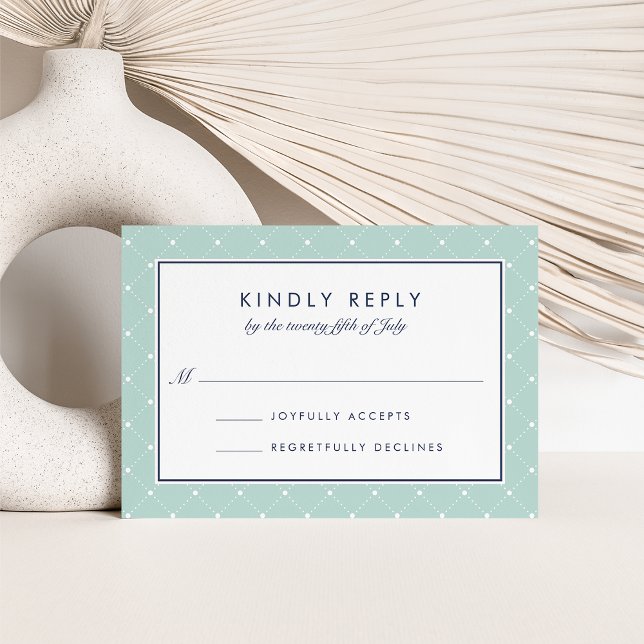Diamond Dot RSVP Card | Mint and Navy (Creator Uploaded)