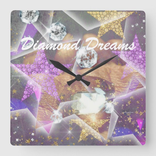 Diamond Dreams Square Wall Clock (Front)