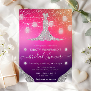 Diamond Dress and Mason Jars Glam Bridal Shower Invitation