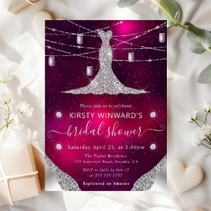 Diamond Dress and Mason Jars Glam Bridal Shower Invitation