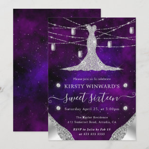 Diamond Dress and Mason Jars Glam Sweet 16 Invitation