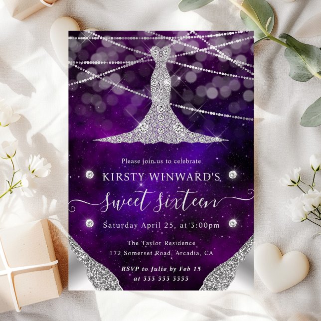 Diamond Dress and String Lights Sweet 16 Invitation (Creator Uploaded)