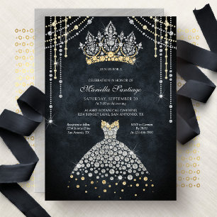 Diamond Dress Bling Quinceanera Invitation