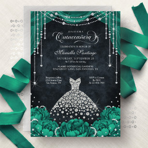 Diamond Dress Bling Quinceanera Invitation