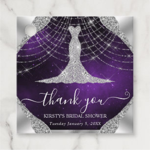 Diamond Dress & Bokeh String Lights Bridal Shower Favour Tags