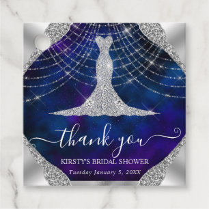 Diamond Dress & Bokeh String Lights Bridal Shower Favour Tags