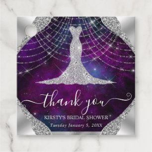Diamond Dress & Bokeh String Lights Bridal Shower Favour Tags