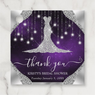 Diamond Dress & Bokeh String Lights Bridal Shower Favour Tags